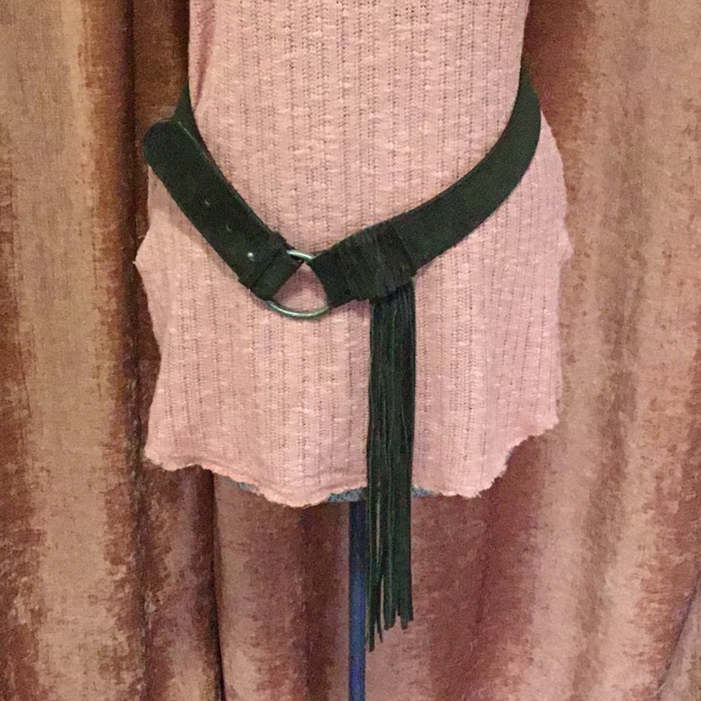 Suede Italian Leather Fringed Belt